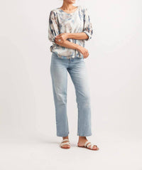 Papillon - Shimery Mesh Front Abstract Print Blouse