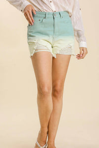 Ee:Some - Dip Dye Denim Shorts