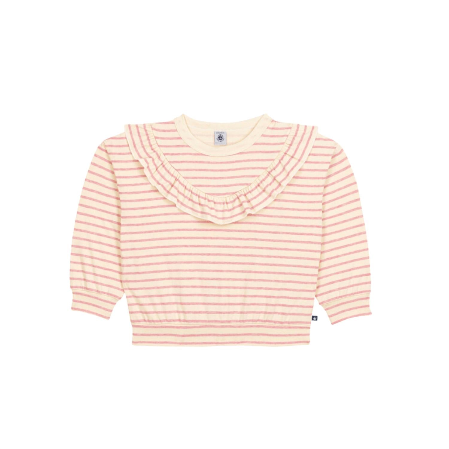 Petit Bateau - Girl's Striped Sweatshirt With Ruffles