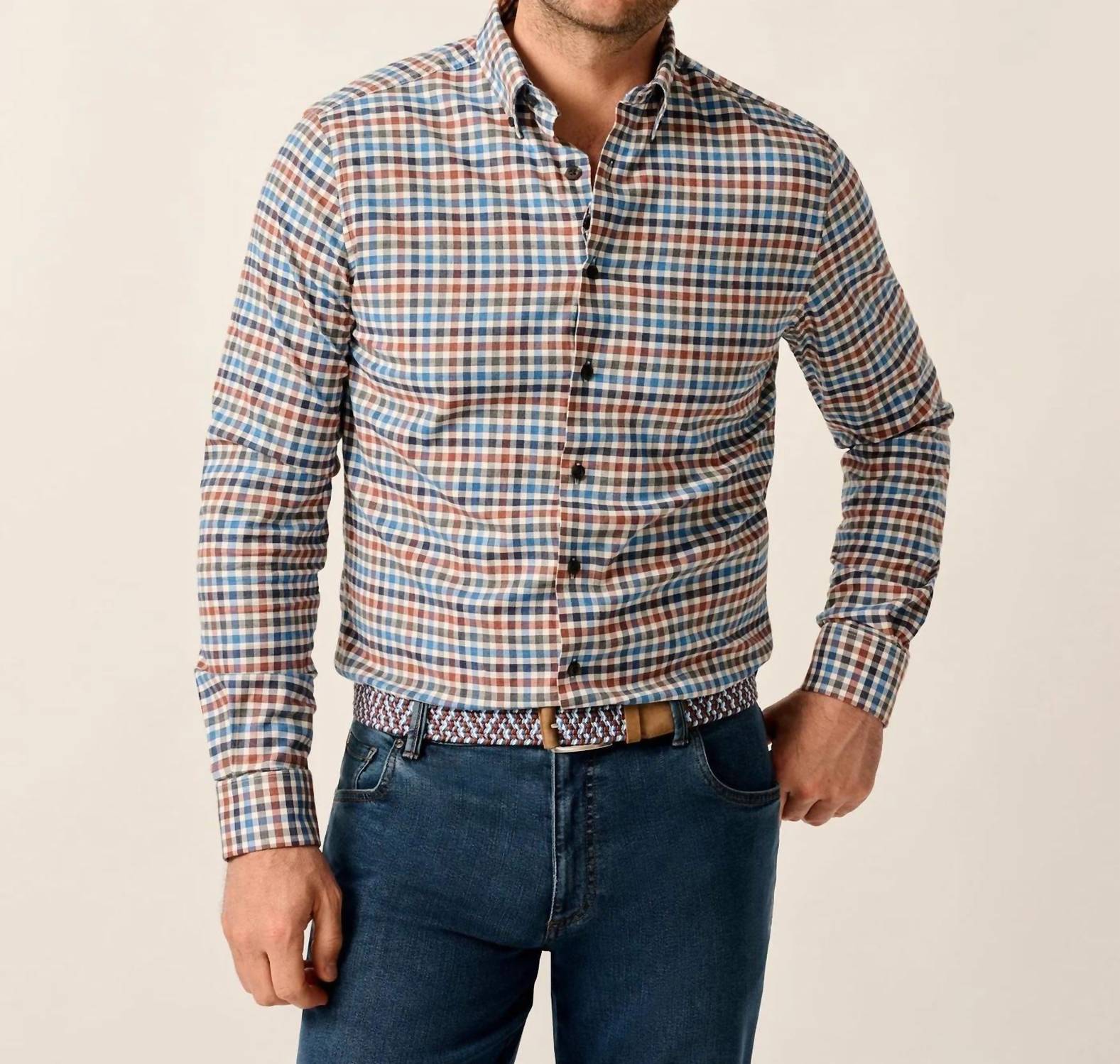 JOHNNIE-O Krause Flannel Button Down in harvest - men's long sleeve top