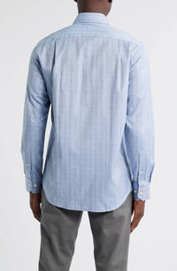 Scott Barber Melange Dobby Pane Long Sleeve Shirt in blue - men's shirt - alternate view