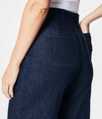Spanx Zero Waistband Crop Wide Legged Jeans in raw indigo wash - women's jeans - view 4