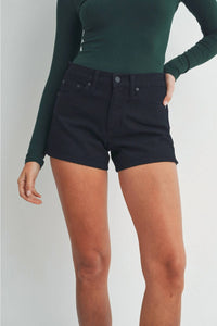 JUST BLACK DENIM Classic Clean Stretch Denim Shorts in black - women's shorts - view 5