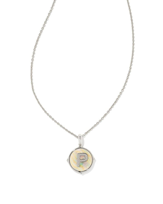 Letter P Disc Pendant Necklace