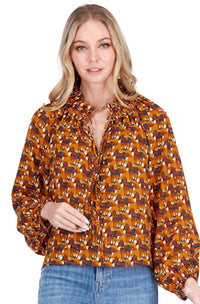 Joy Joy - Placket V Neck Long Sleeve Top