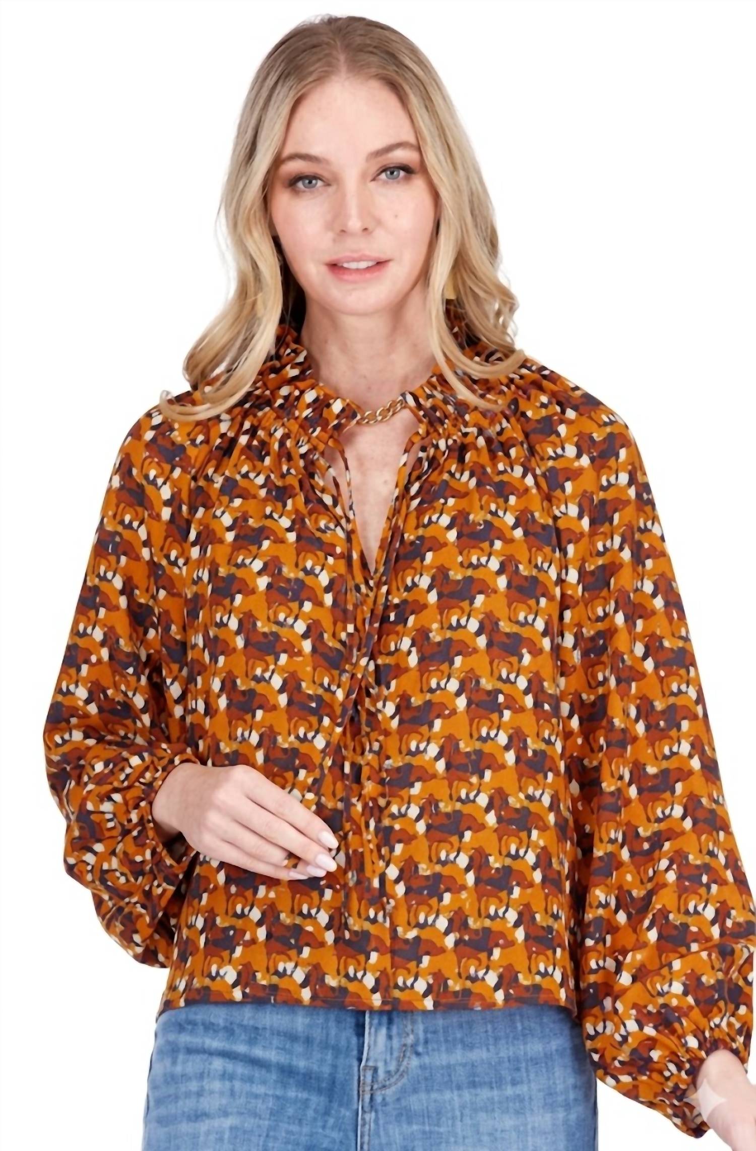 Joy Joy - Placket V Neck Long Sleeve Top