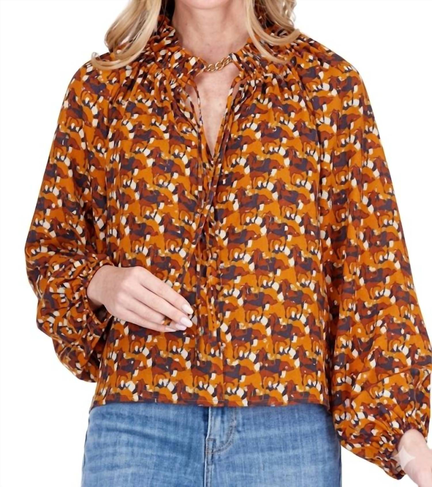Joy Joy - Placket V Neck Long Sleeve Top