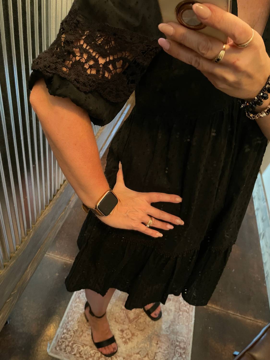Umgee - Crochet Sleeve V-neck Dress