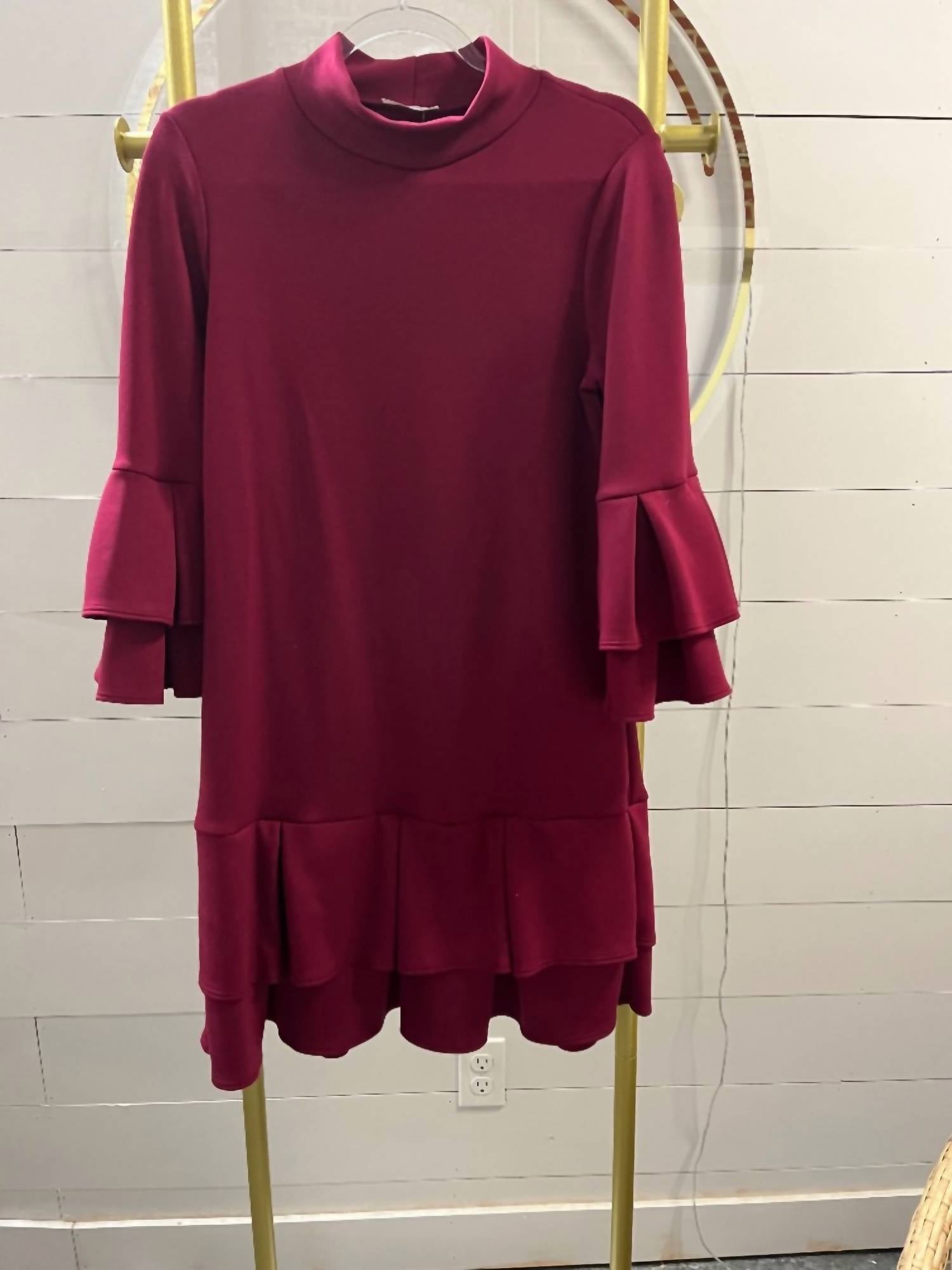 Carole Christian Scuba Mini Dress in scarlet - women's dress - detail view