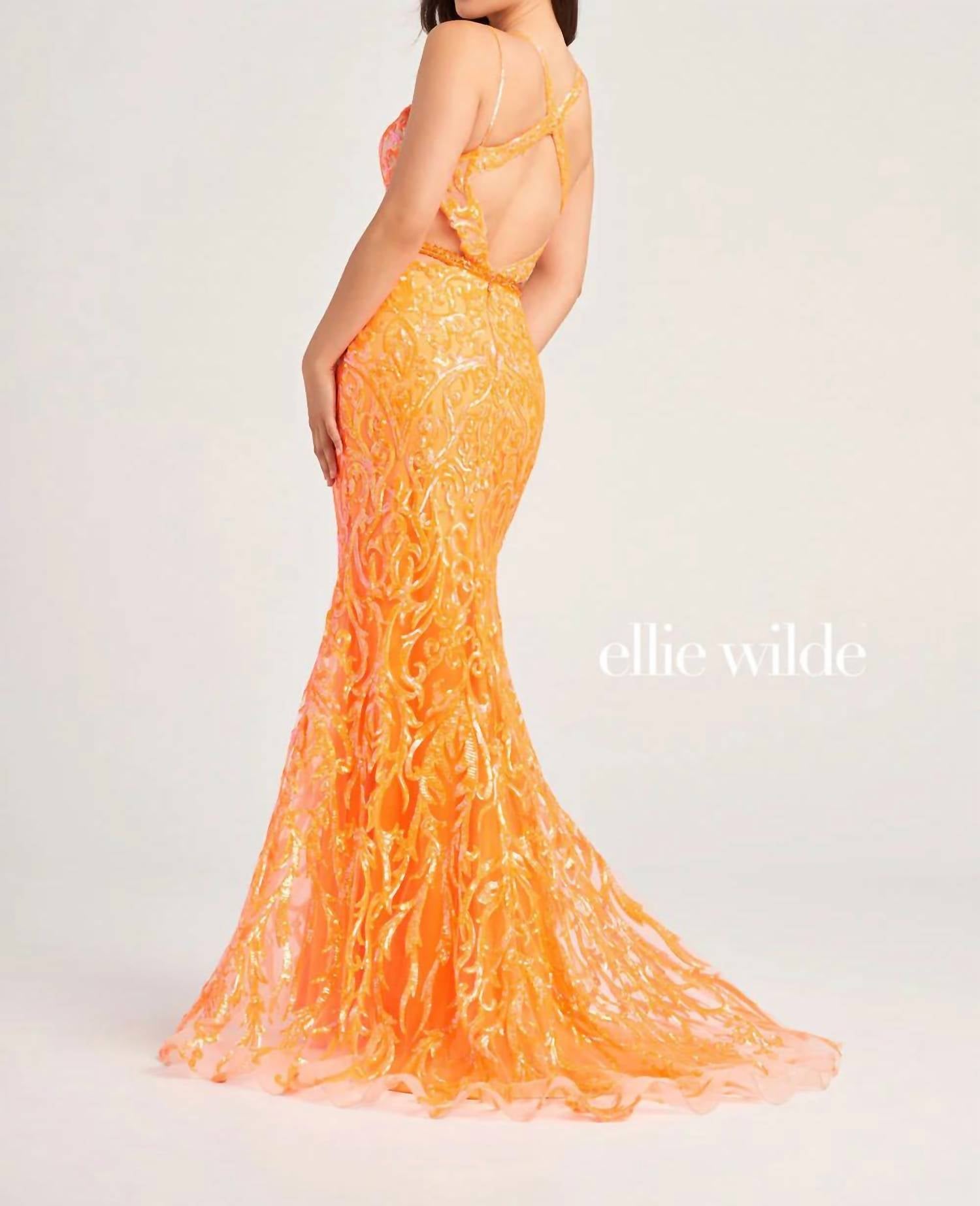Ellie Wilde - Sequin Sheer Sleeveless Prom Gown