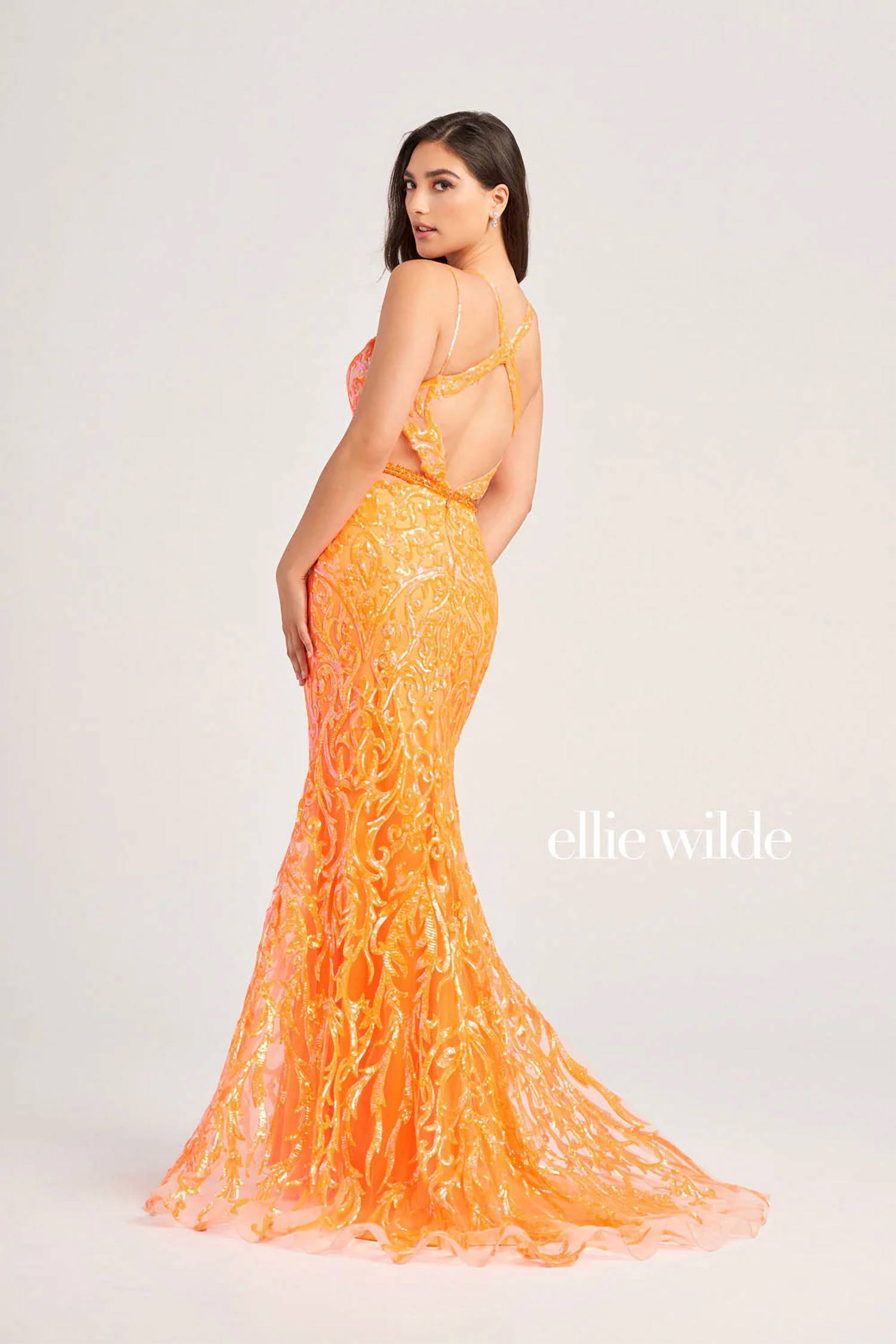Ellie Wilde - Sequin Sheer Sleeveless Prom Gown