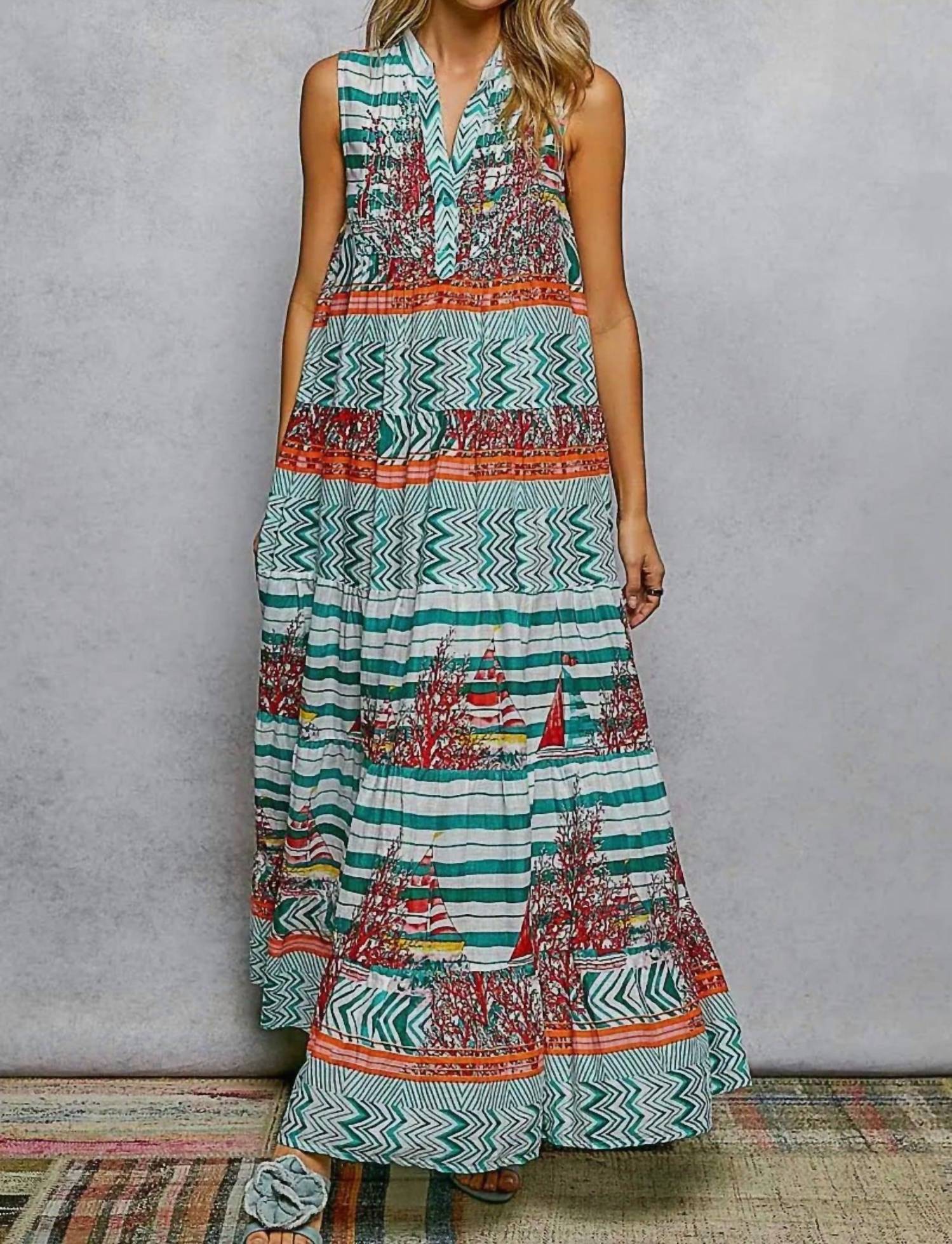 Pol - V Neck Sleeveless Long Dress