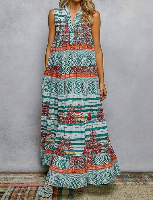 Pol - V Neck Sleeveless Long Dress