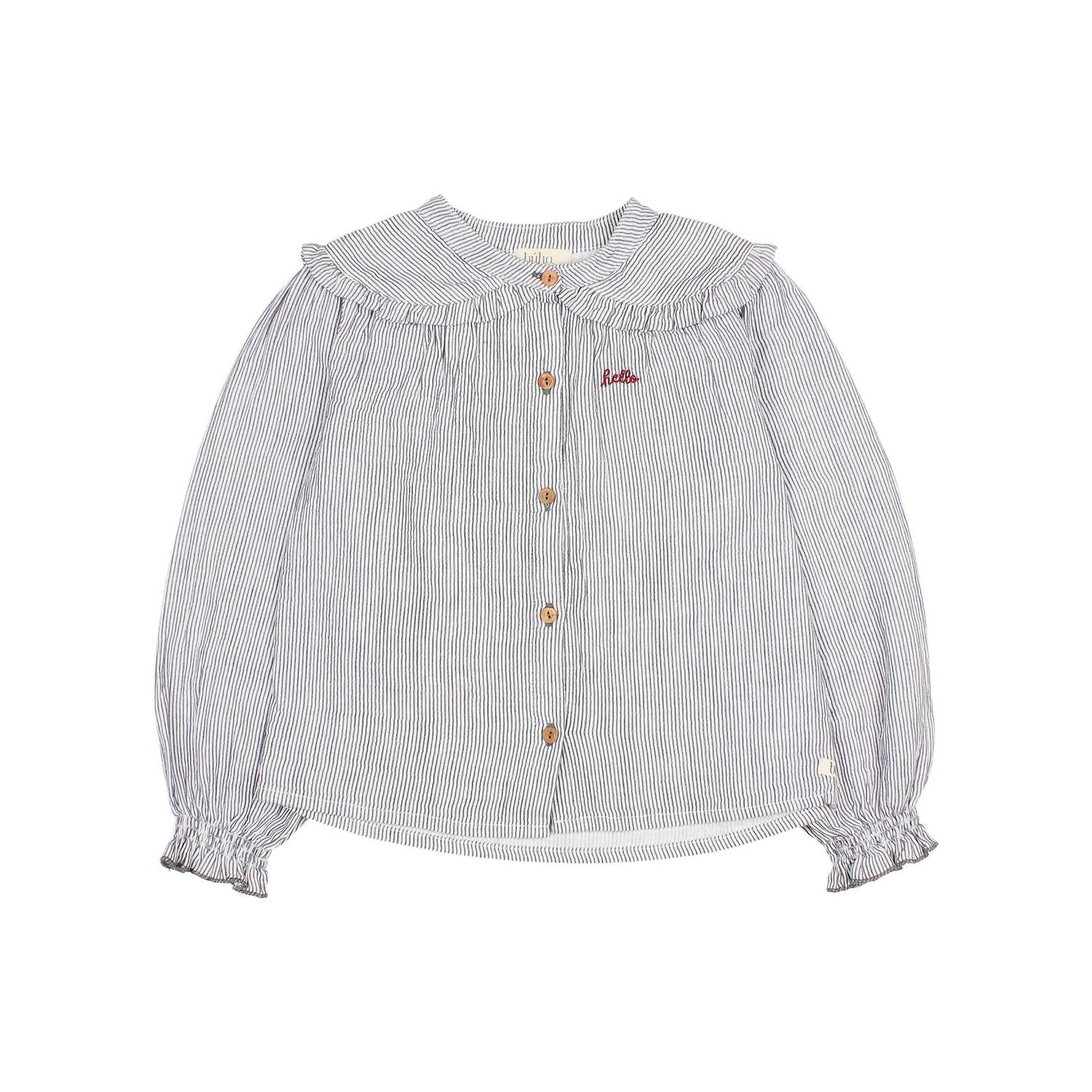 Búho - Toddler Kid's Hello Embroidered Stripes Blouse