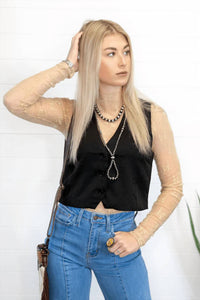 Hyfve - V-neck Hidden Button Sleeveless Western Vest