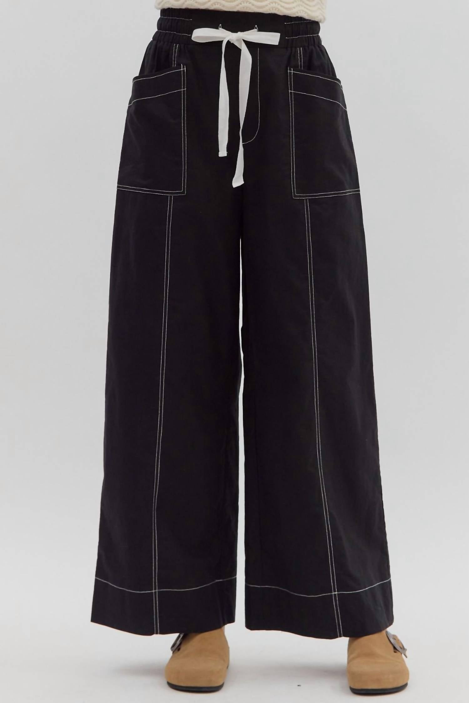 Entro - Penelope High-waist Drawstring Wide-leg Pants