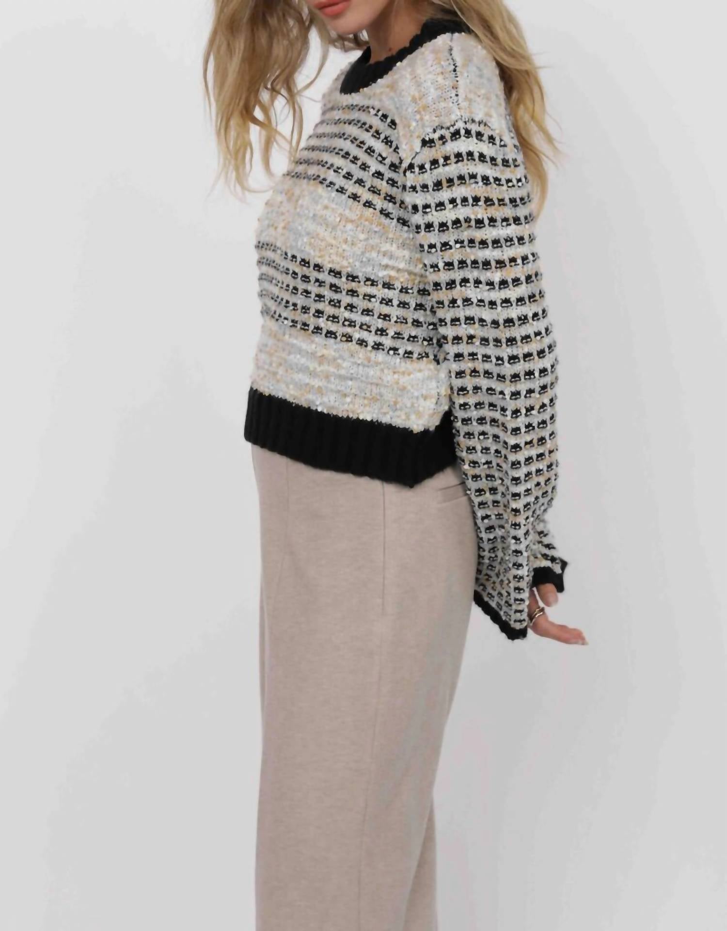 Sage The Label - Ellington Mixed Yarn Bell Sleeve Sweater