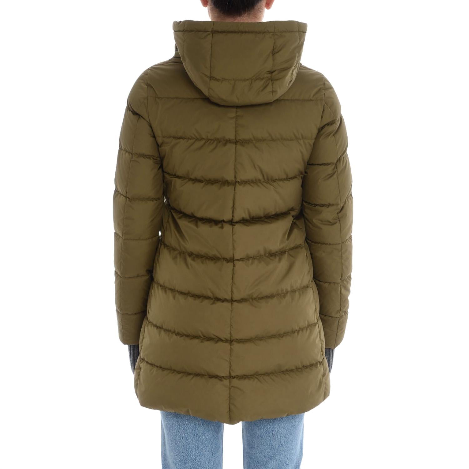 Herno Women's Hooded Down Jacket in military - women's jacket - detail view