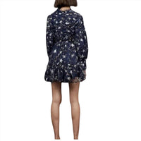 SISTER JANE Shooting Star Embroidered Long Sleeve Mini Dress in navy - women's dress - detail view