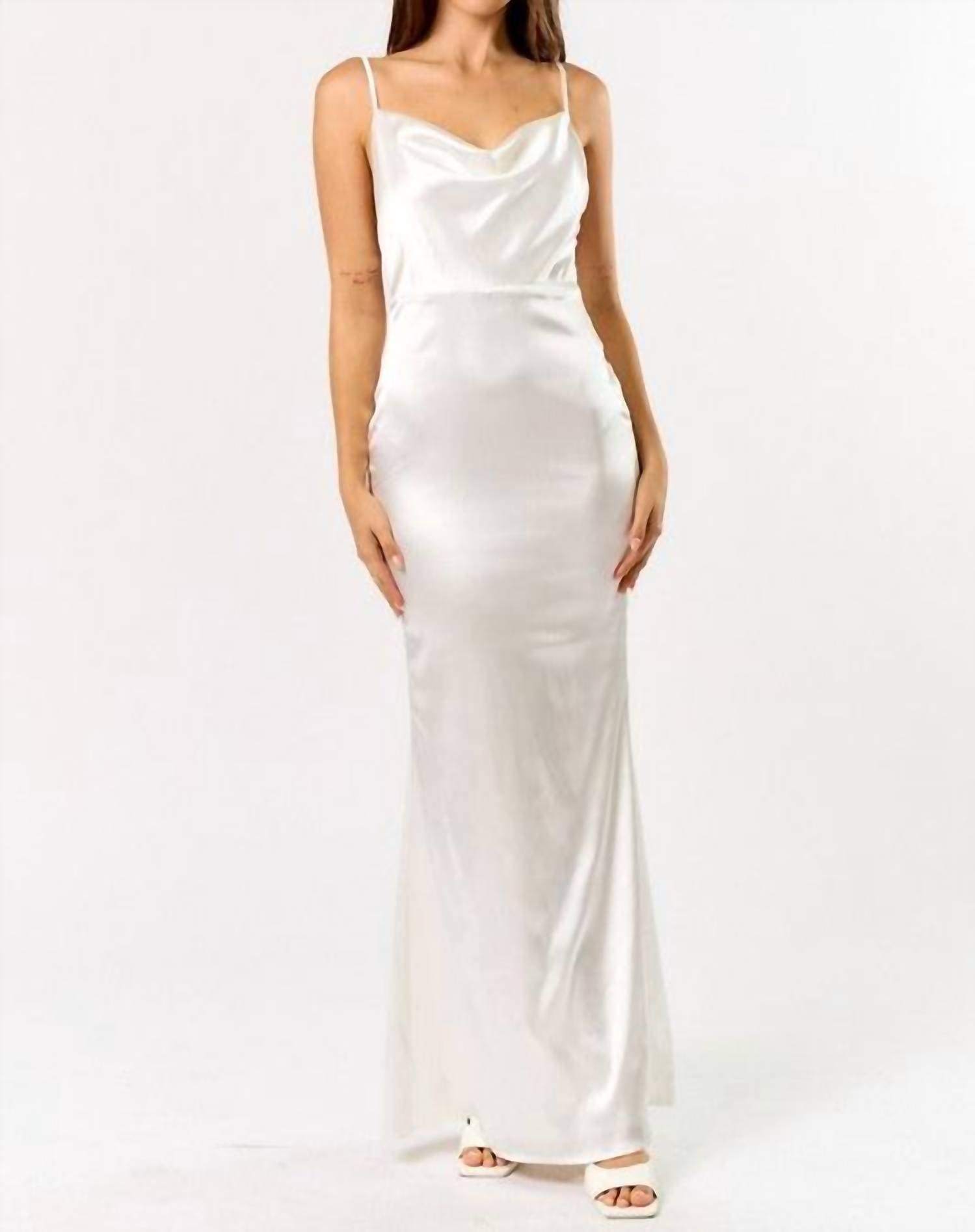 Blue Blush To Have And To Hold 3d Floral Applique Maxi Dress in white - women's dress