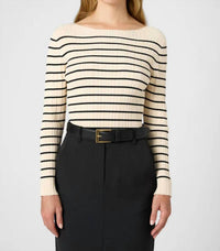 French Connection - Stripe Crinkle Knit Sweater