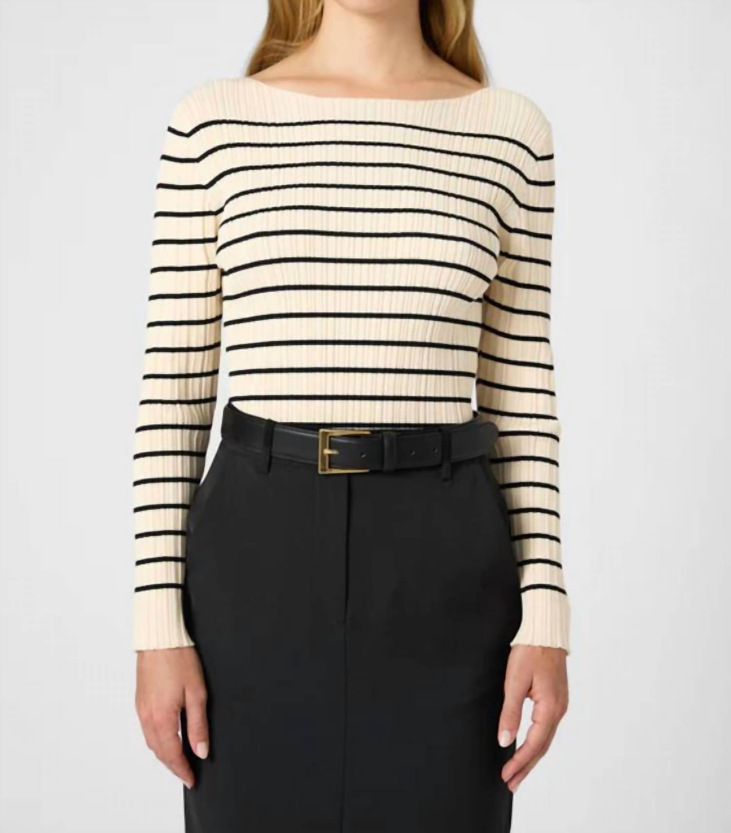 French Connection - Stripe Crinkle Knit Sweater