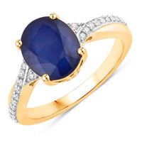 Diana M Jewels Women's Oval Natural Sapphire Fashion Ring (3.28 Ct) - Signature Plus in 14k yellow gold - women's jewelry