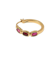 Kendra Scott Women's Mini Elisa Hoop Earrings in vintage gold pink mix - women's jewelry - detail view