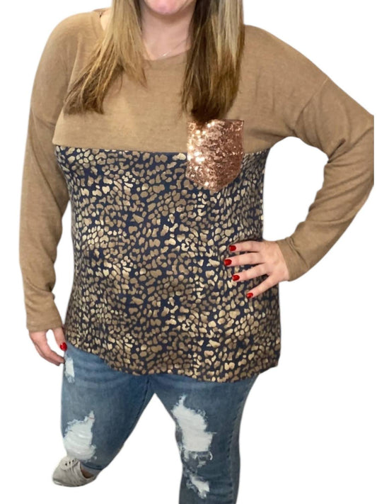 Honeyme - Animal Print Pocket Tee