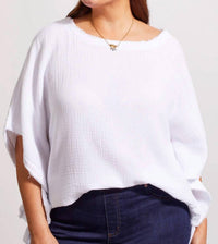 TRIBAL Kaftan Blouse - Plus in white - women's blouse - detail view