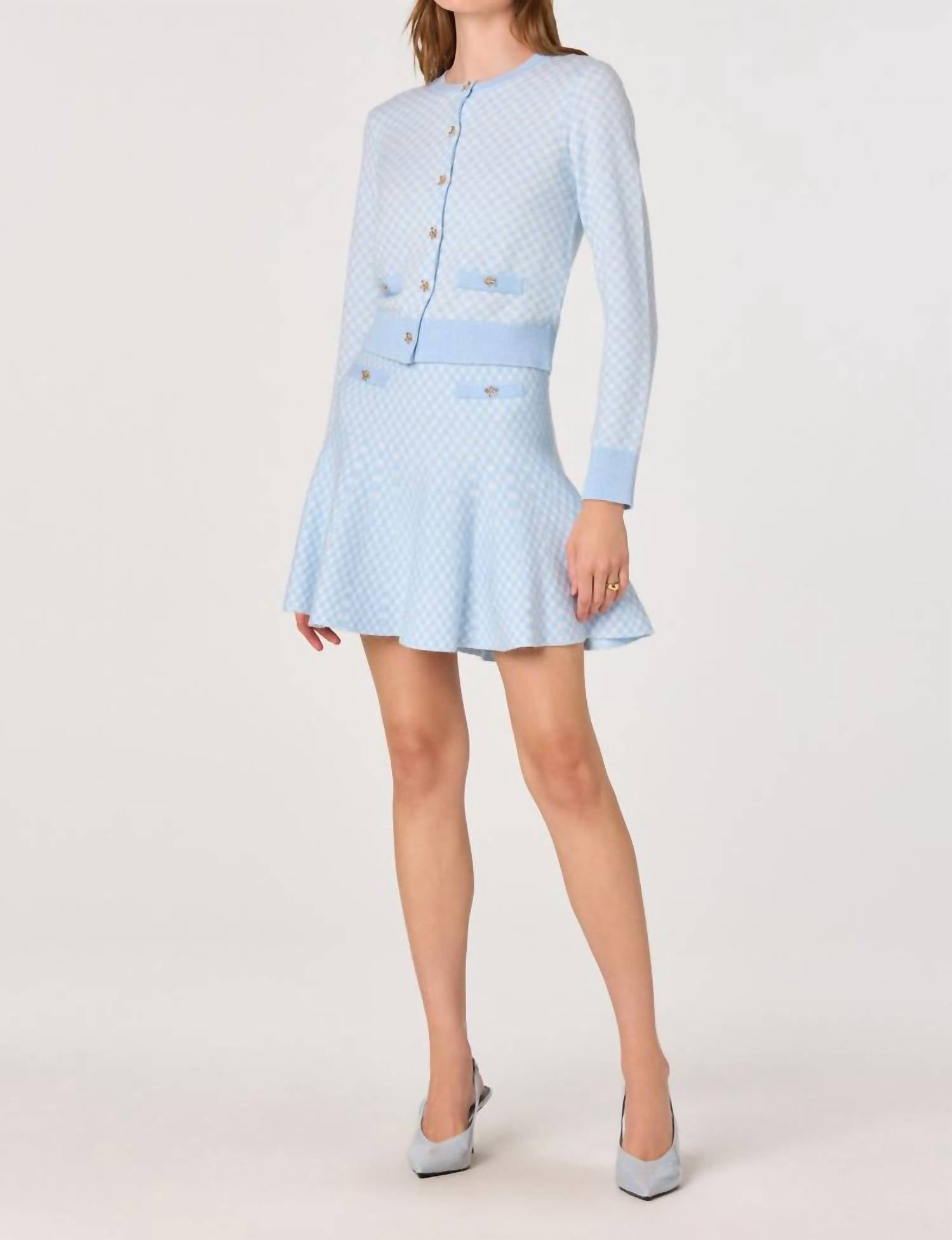 ASTR Marian Cardigan in blue plaid - women's cardigan - view 5