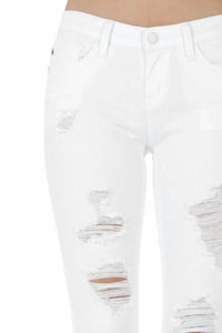 Judy Blue Destroyed Skinny Jean in white - women's jeans - view 4