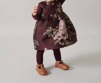 MarMar Copenhagen Daelyna Long Sleeve Dress in deep mulberry jacquard - kids' dress