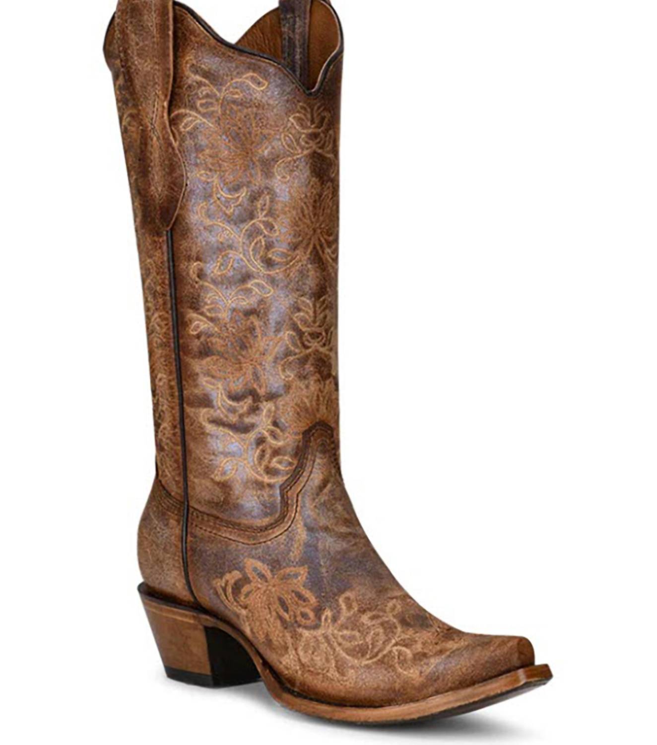 Corral - Women's Embroidered Brown Snip-toe Western Boot