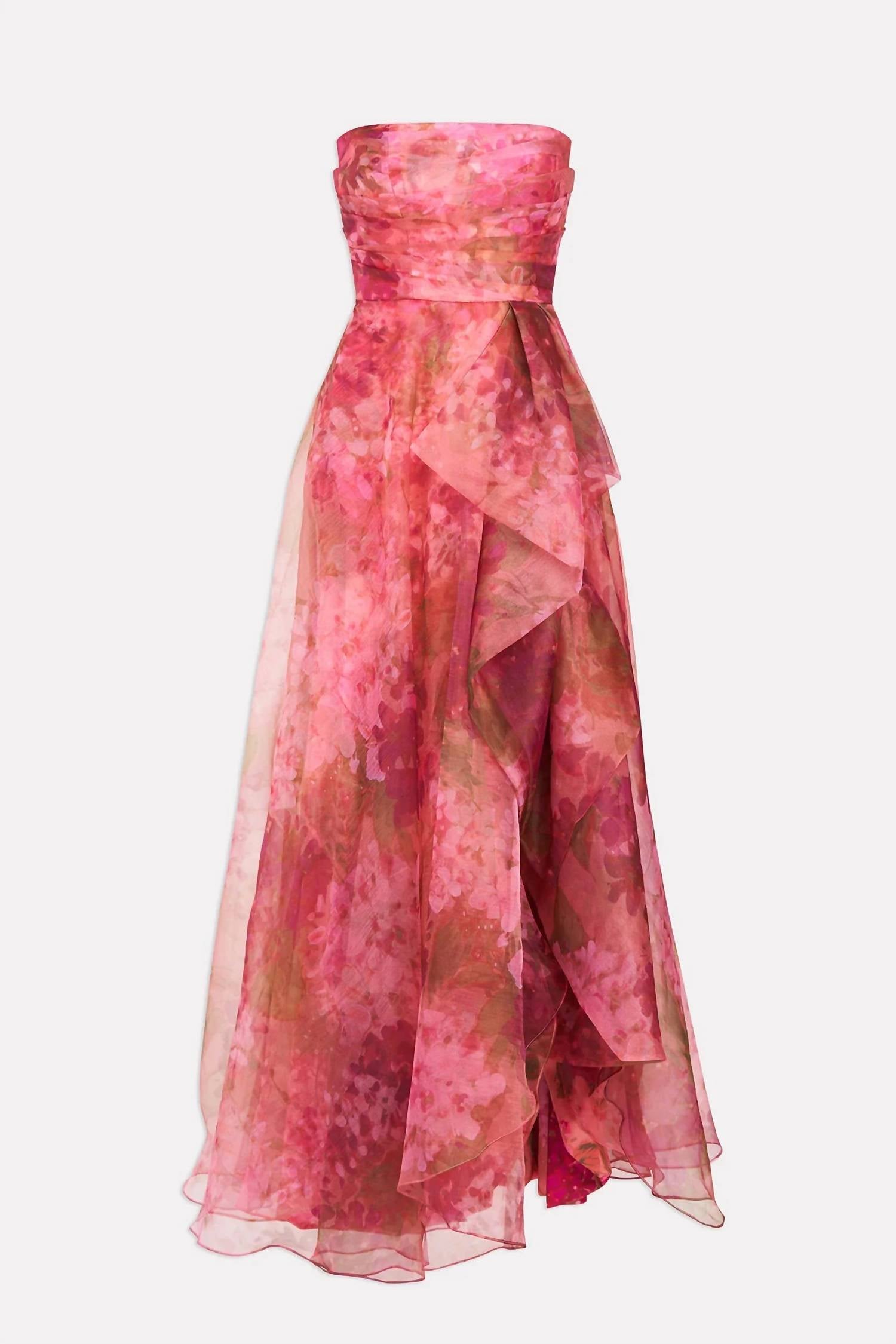 THEIA Fahreta Strapless Gown in printed wisteria - women's dress - view 5