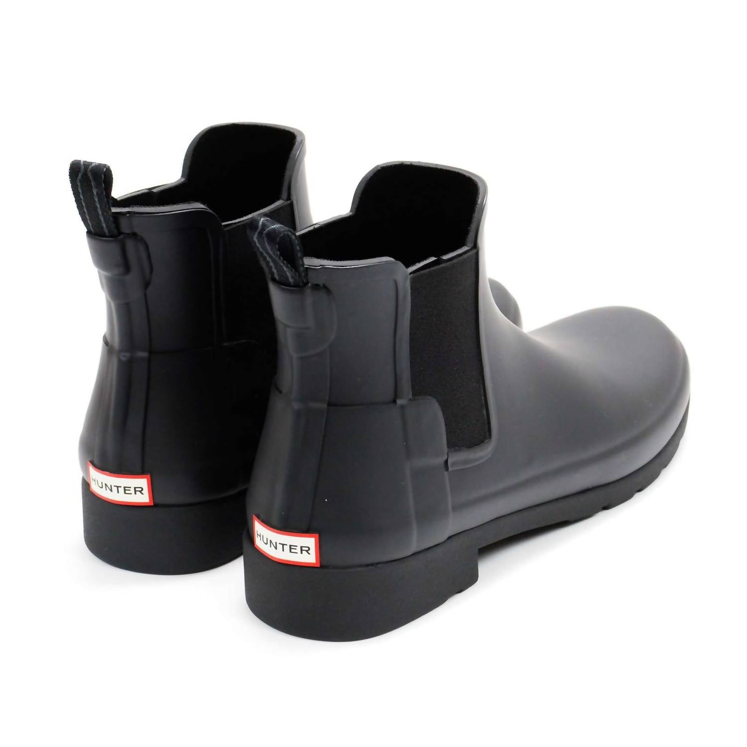 HUNTER Women's Original Refined Chelsea Rain Boots in black - women's shoe - detail view