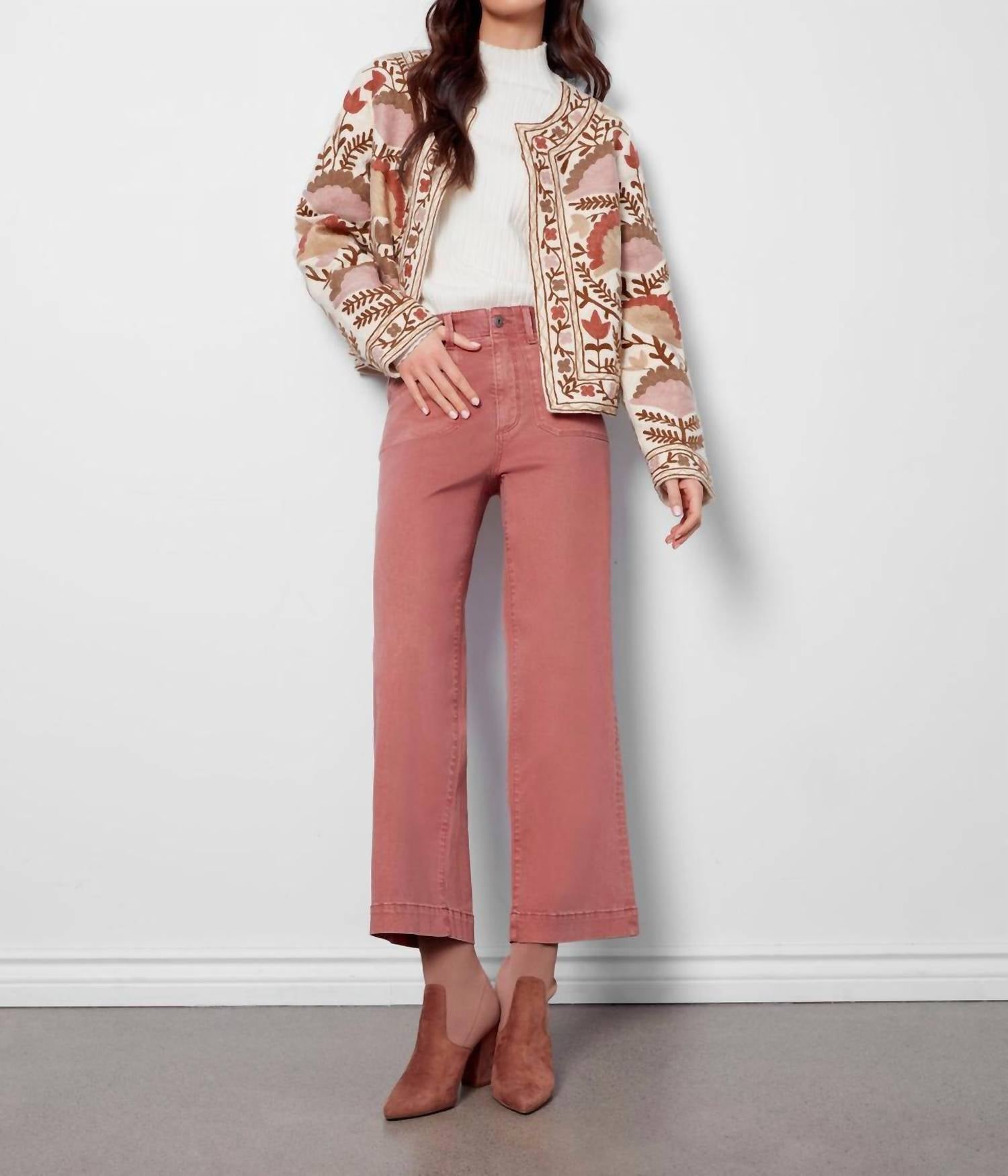 Charlie B - Cropped Wide Leg Stretch Twill Pants