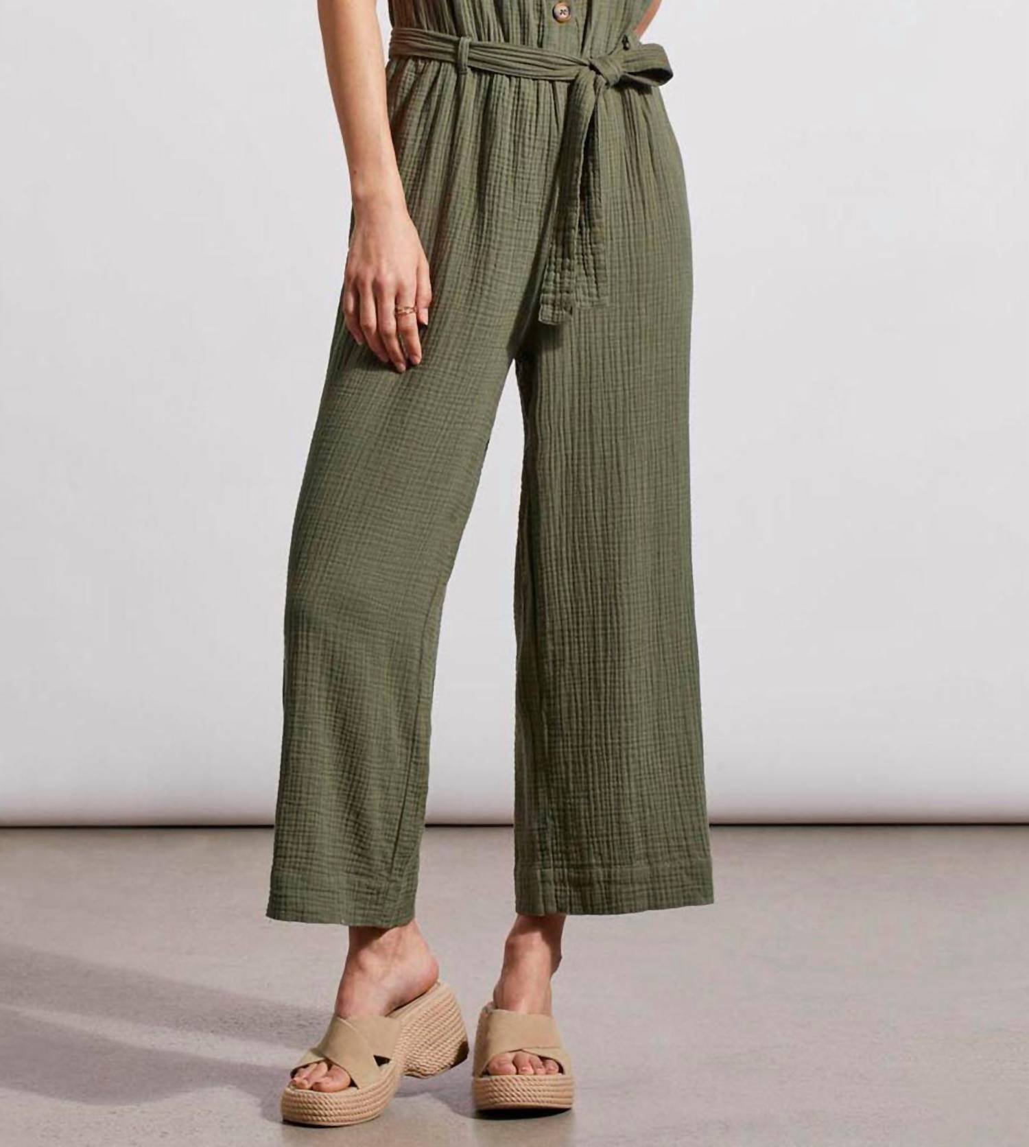 Tribal - Cotton Button Front Jumpsuit
