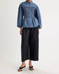 Merlette - Sabina Smocked Puff Sleeves Top