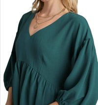 Umgee - V-neck Babydoll Top