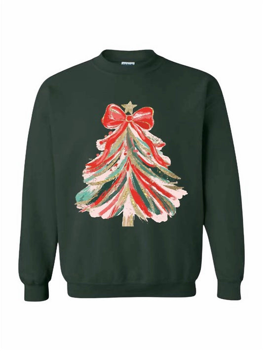 Wanderlust - Preppy Brush Stroke Christmas Tree Sweatshirt
