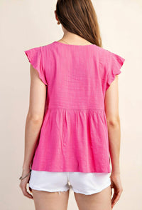 Kori - Embroidered Yoke Top