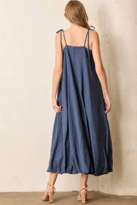 Polagram - Bonnie Embroidered Tie Strap Bubble Midi Dress