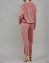 Fate Contrast Satin Lounge Set in rose - women's sleepwear - detail view
