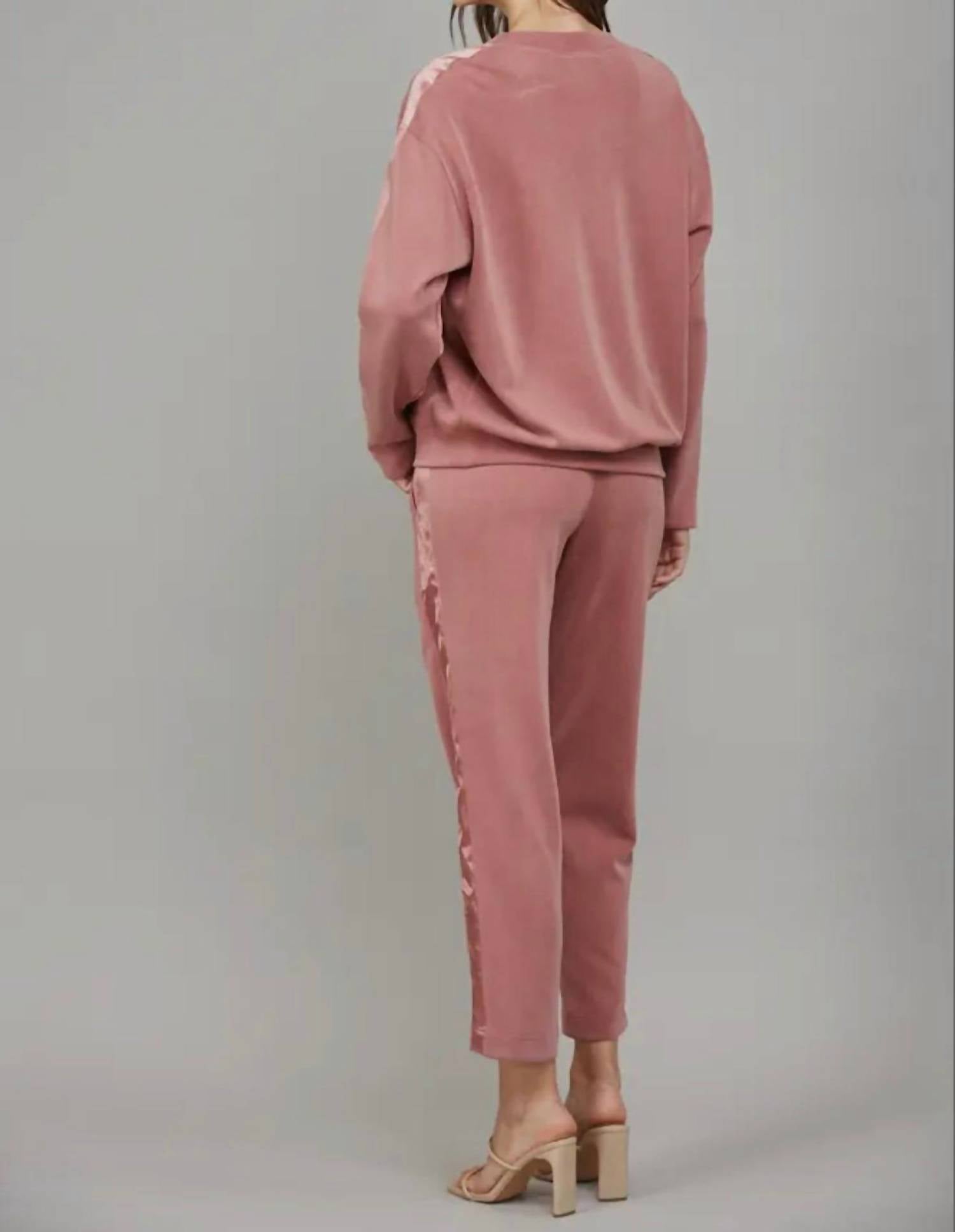 Fate Contrast Satin Lounge Set in rose - women's sleepwear - detail view