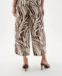 Joseph Ribkoff - Linen Blend Animal Print Culotte Pants With Pleats