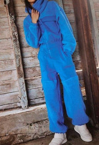 fp movement Salopette Fleece Coverall Jumpsuit in riviera blue - women's pants