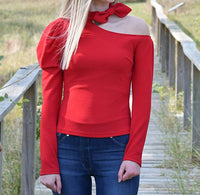 Esley Collection - Charming Cold Shoulder Halter Blouse
