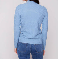 CHARLIE B Mock Neck Textured Sweater in oxford - women's sweater - detail view