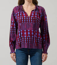 Sugarlips - Ramsay Abstract Weylin Split-neck Blouse